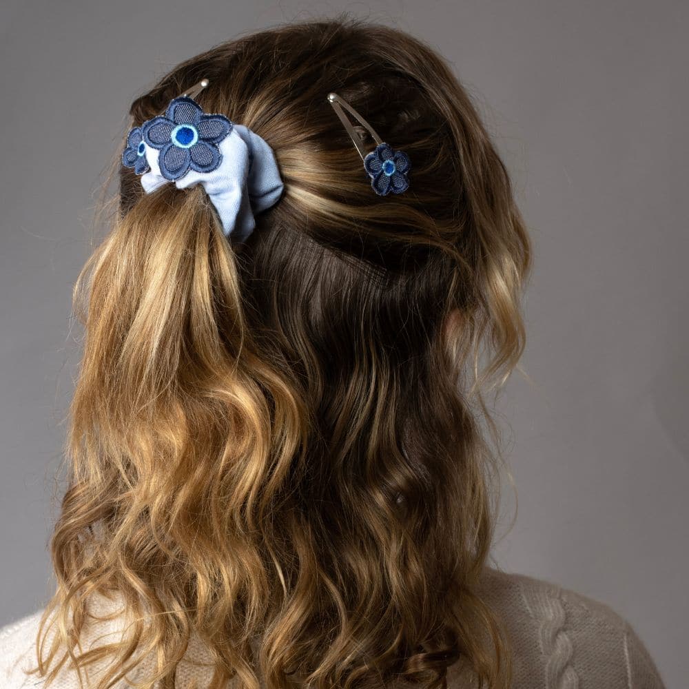 light blue scrunchie