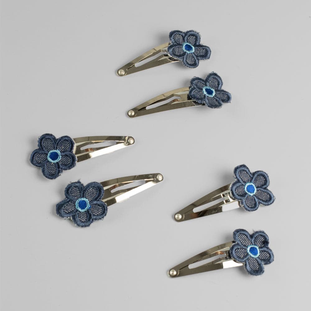 Handmade Children's Denim Flower Snap Clip Set 3x Pairs Tegen Accessories