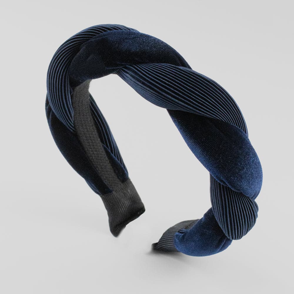 Handmade Velvet Twist Headband Navy at Tegen Accessories