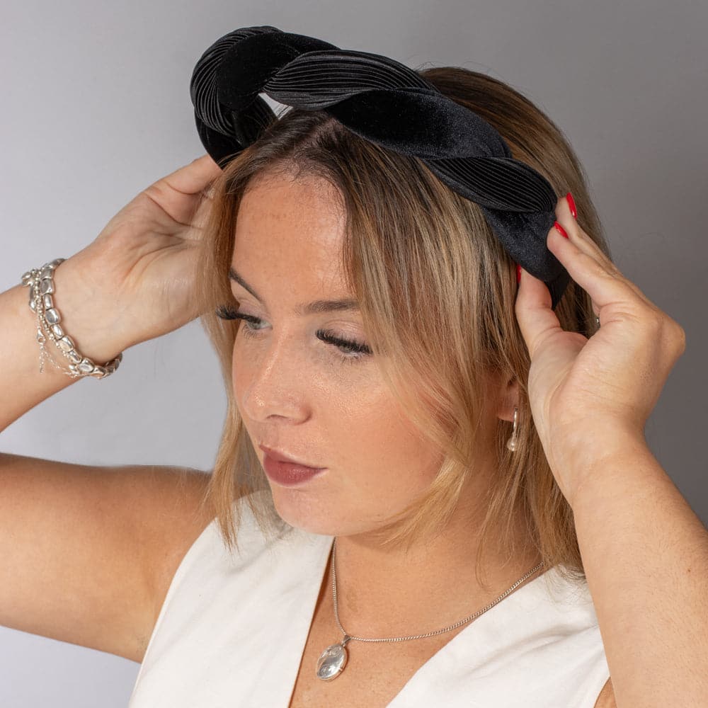 Handmade Velvet Twist Headband at Tegen Accessories |Black