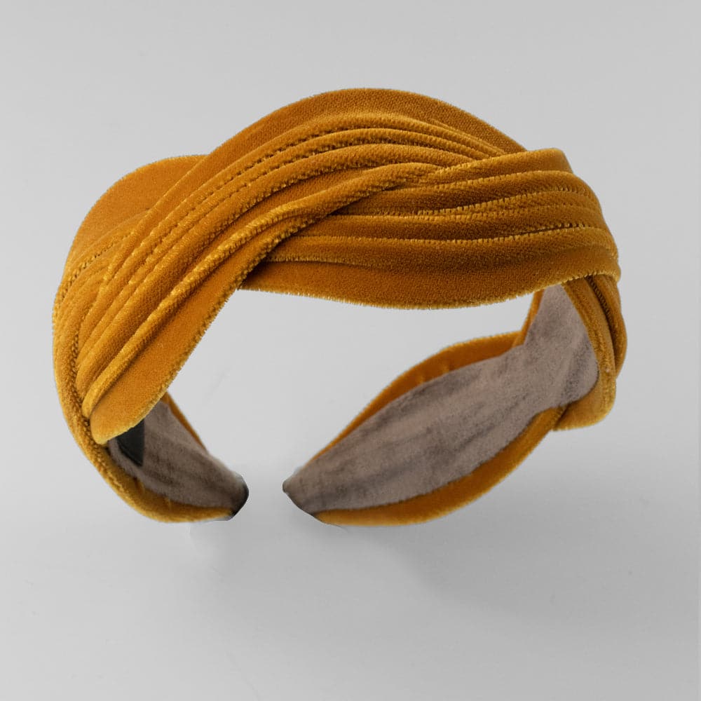 Handmade Velvet Wavy Headband Mustard at Tegen Accessories