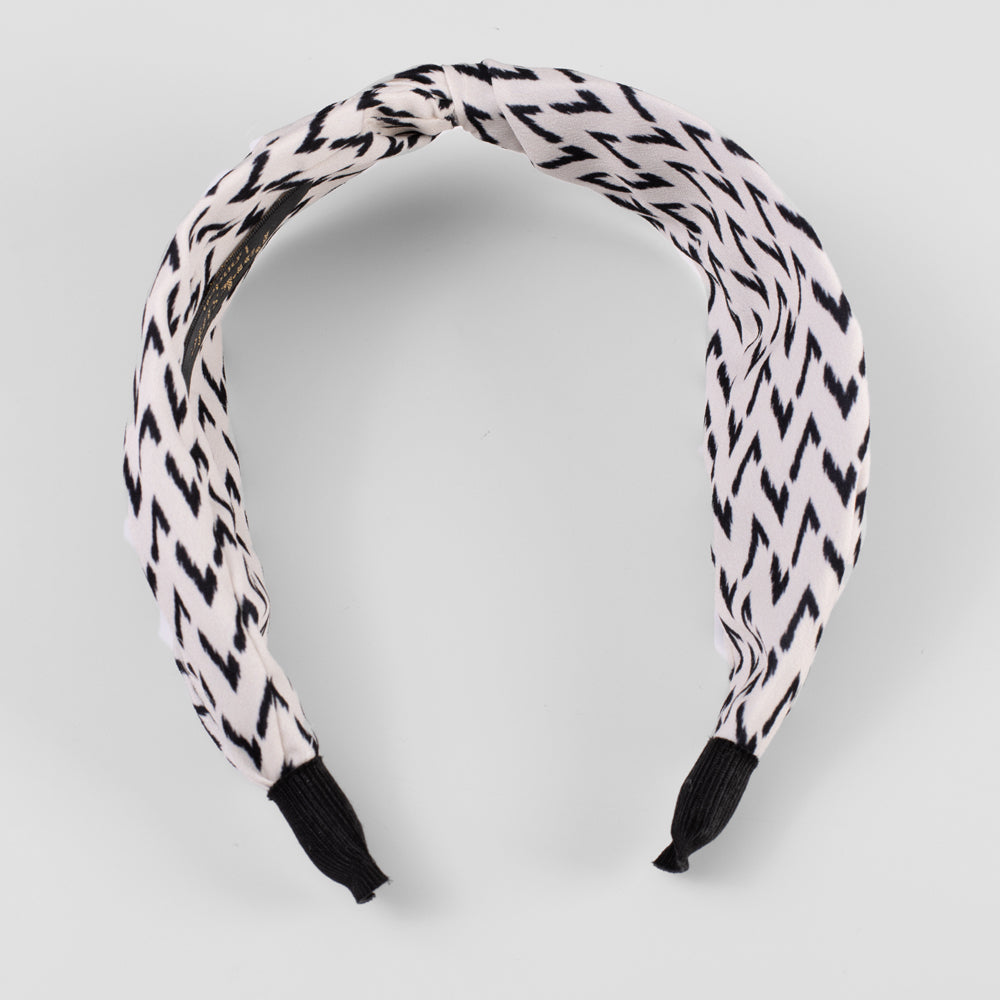 Handmade Zig Zag Print Headband in White on Tegen Accessories