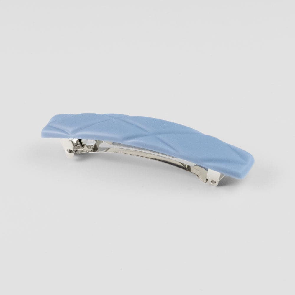 Small Cross-Hatch Barrette Clip in Sky Blue French Hair Accessories at Tegen Accessories