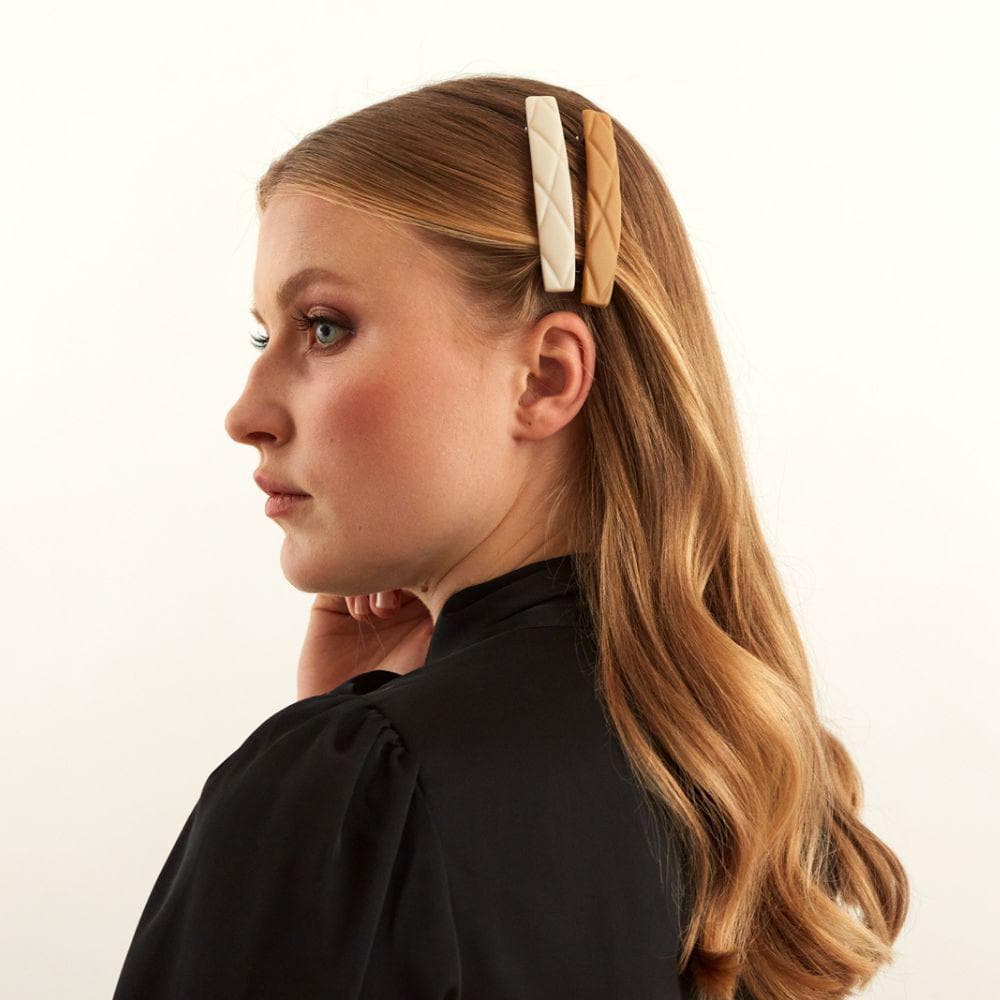 Small Cross-Hatch Barrette Clip in French Hair Accessories at Tegen Accessories