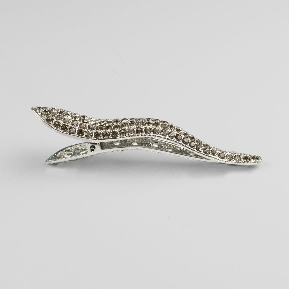 Small Curved Beak Clip Crystal in Pewter Crystal at Tegen Accessories