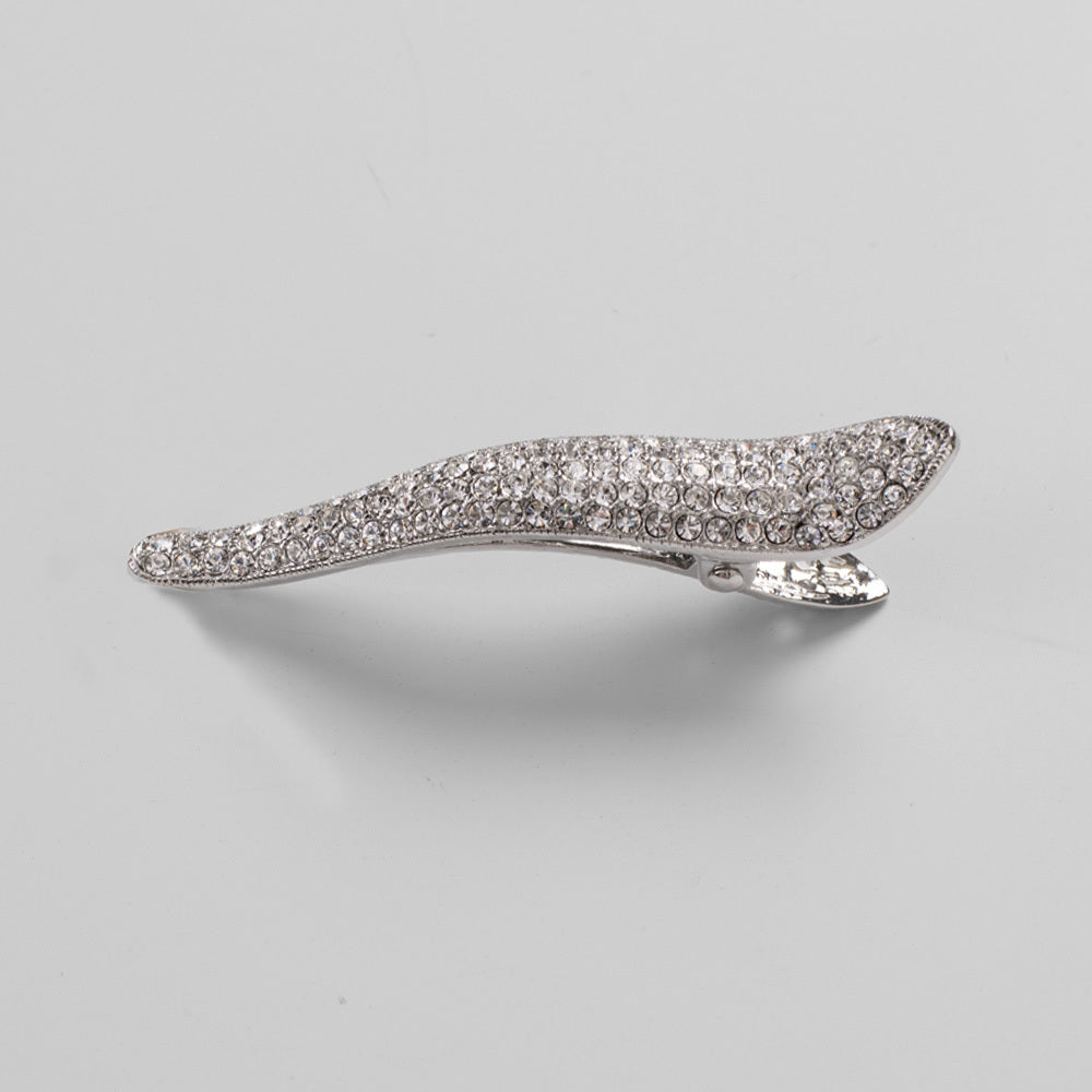 Crystal Curved Beak Clip Crystal 8.5 x 1.5cm Clear Crystal / Silver at Tegen Accessories