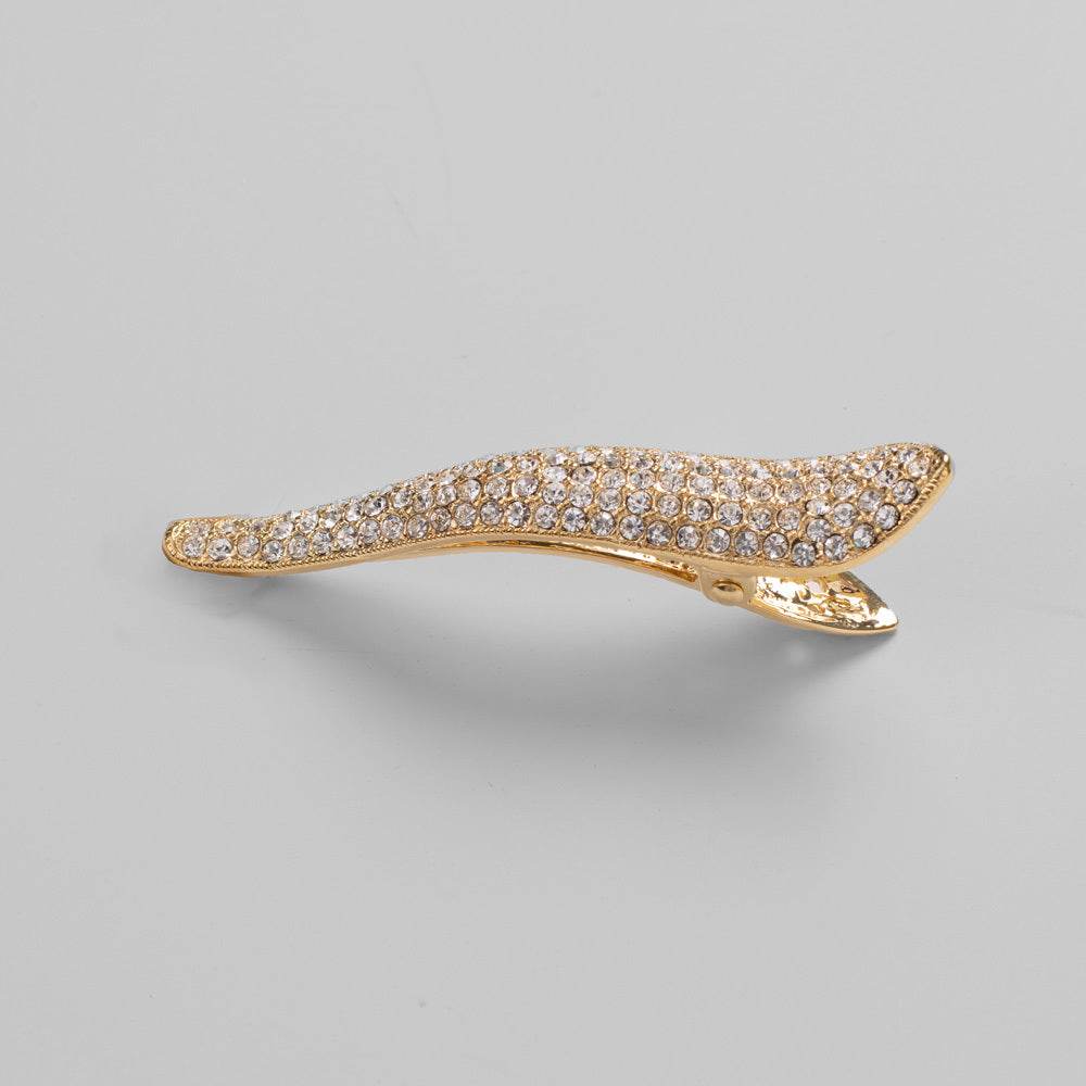 Crystal Curved Beak Clip Crystal 8.5 x 1.5cm Clear Crystal / Gold at Tegen Accessories