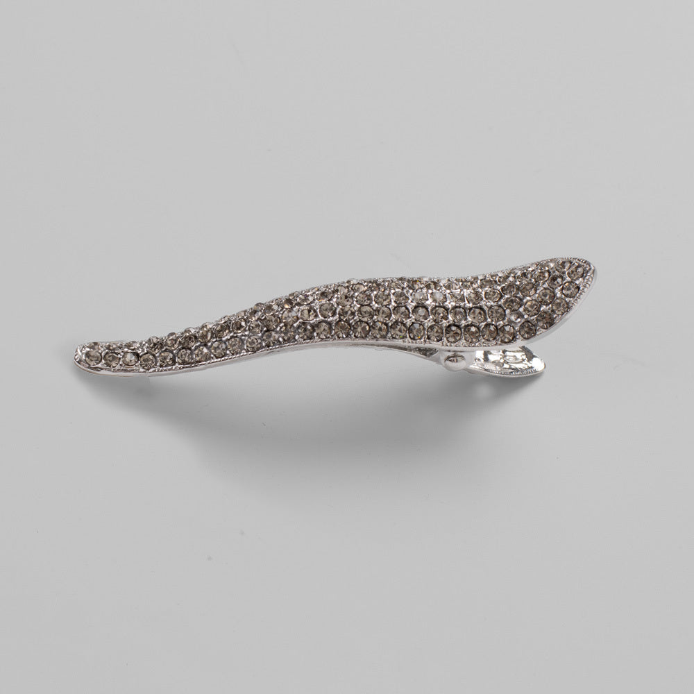 Crystal Curved Beak Clip Crystal 8.5 x 1.5cm Pewter Crystal at Tegen Accessories