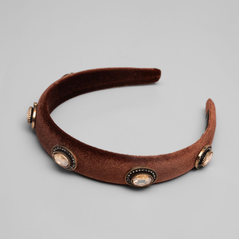 Crystal Studded Velvet Headband Crystals by Swarovski at Tegen Accessories