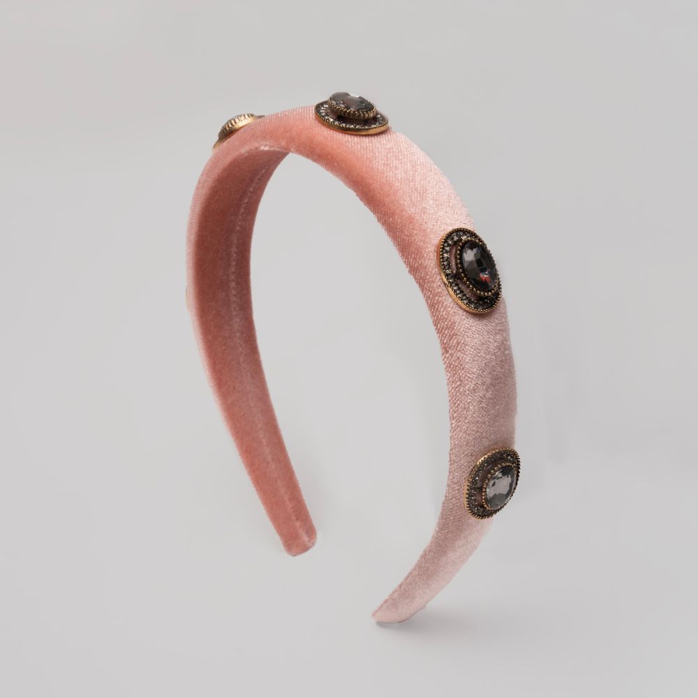 Crystal Studded Velvet Headband Crystals by Swarovski at Tegen Accessories