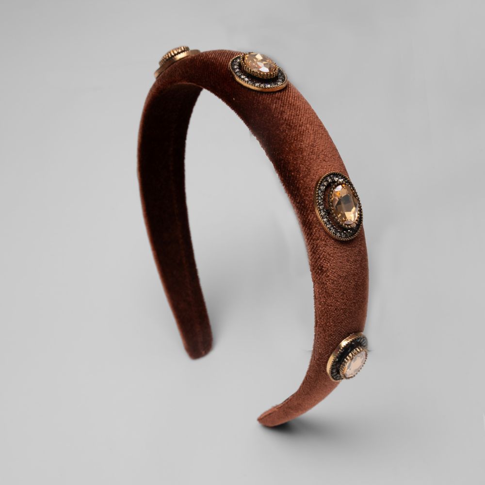 Crystal Studded Velvet Headband Crystals by Swarovski at Tegen Accessories