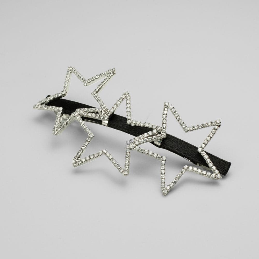 Swarovski Crystal Three Star Barrette Clip Swarovski Crystal in Clear Crystal at Tegen Accessories