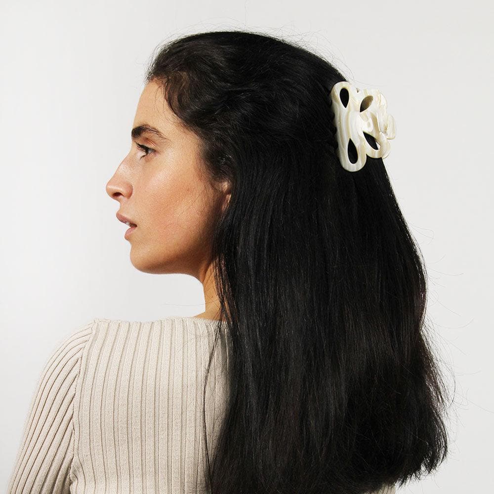 Flower Hair Claw Clip for Long Hair Handmade French Hair Accessories at Tegen Accessories |Vanilla