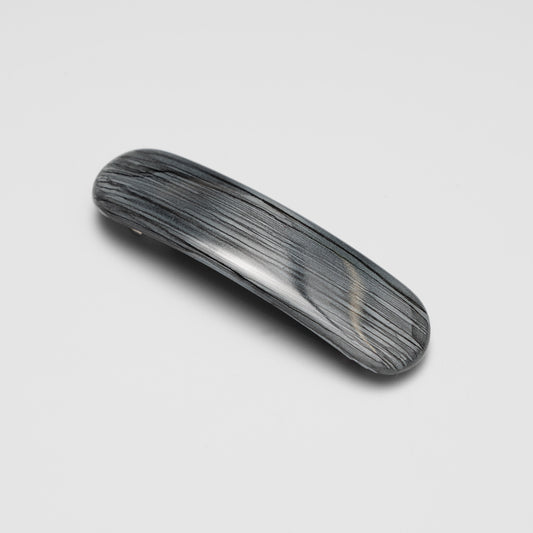 Coastal pebble grey hand painted barrette clip with rubber grip at Tegen Accessories