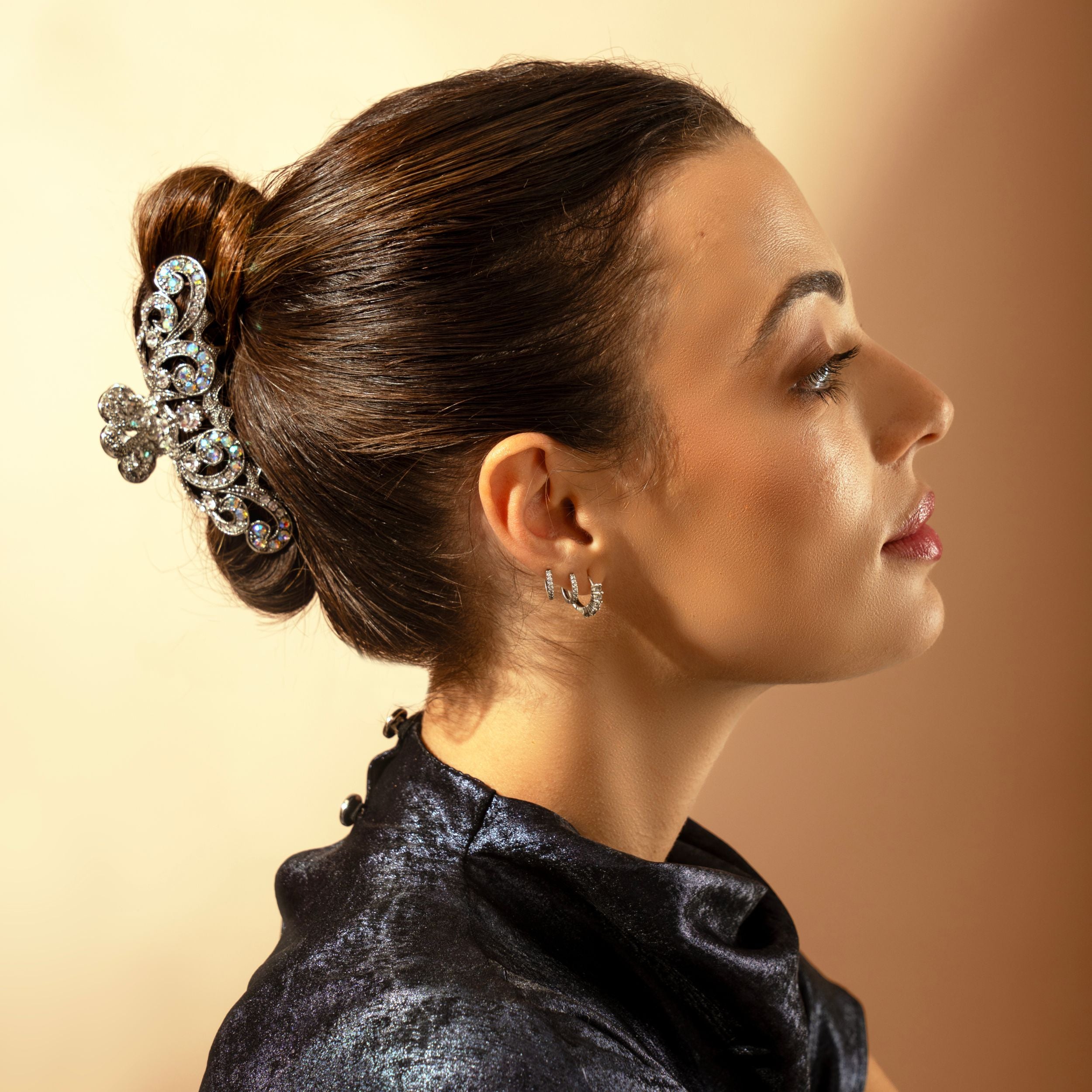 Large Crown Crystal Hair Claw Clip Crystal in AB Crystal at Tegen Accessories