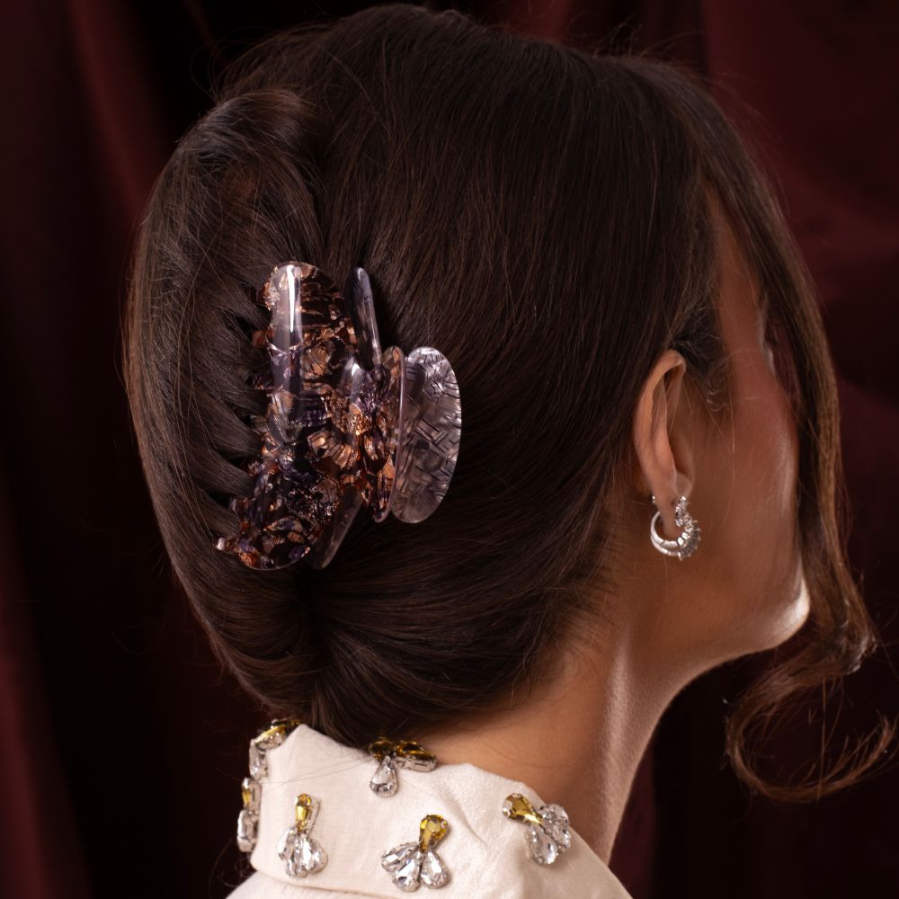 Limited Edition Medium Hair Claw Clip 9cm Russet Rose Handmade French Hair Accessories at Tegen Accessories