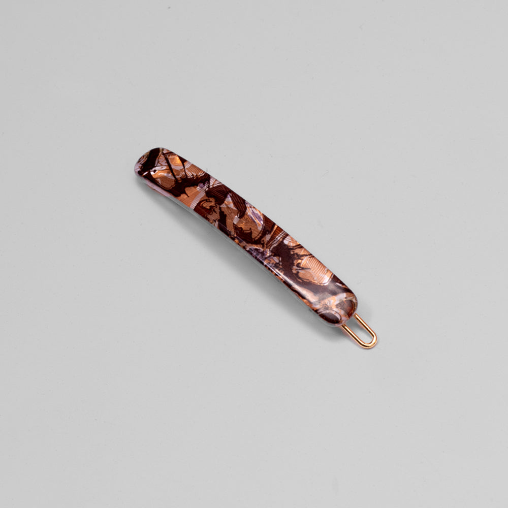 Limited Edition Narrow Hair Clip 6cm Russet Rose Handmade French Hair Accessories at Tegen Accessories