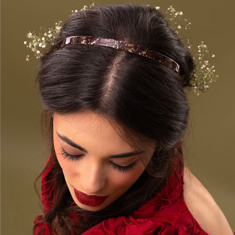 Limited Edition Narrow Headband Russet Rose Handmade French Hair Accessories at Tegen Accessories