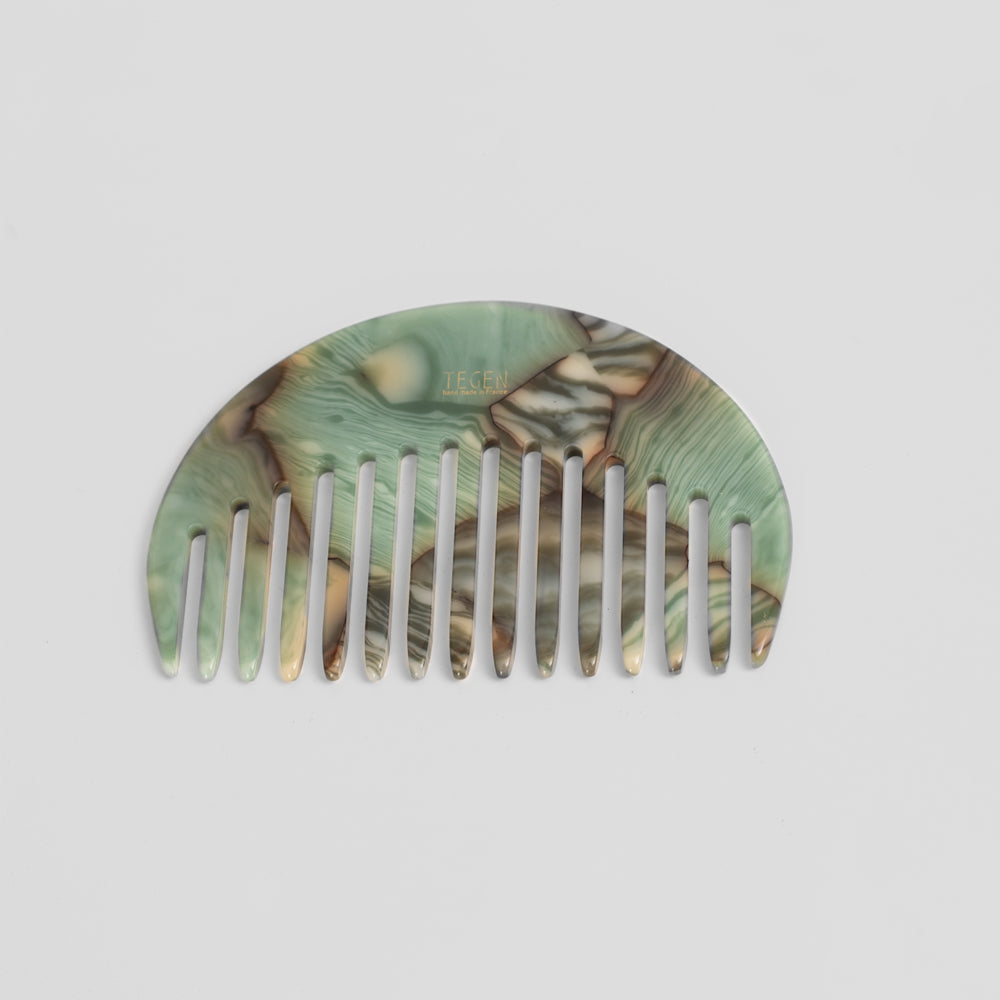 Limited Edition Rounded French Dress Comb Green Agate Tegen Accessories