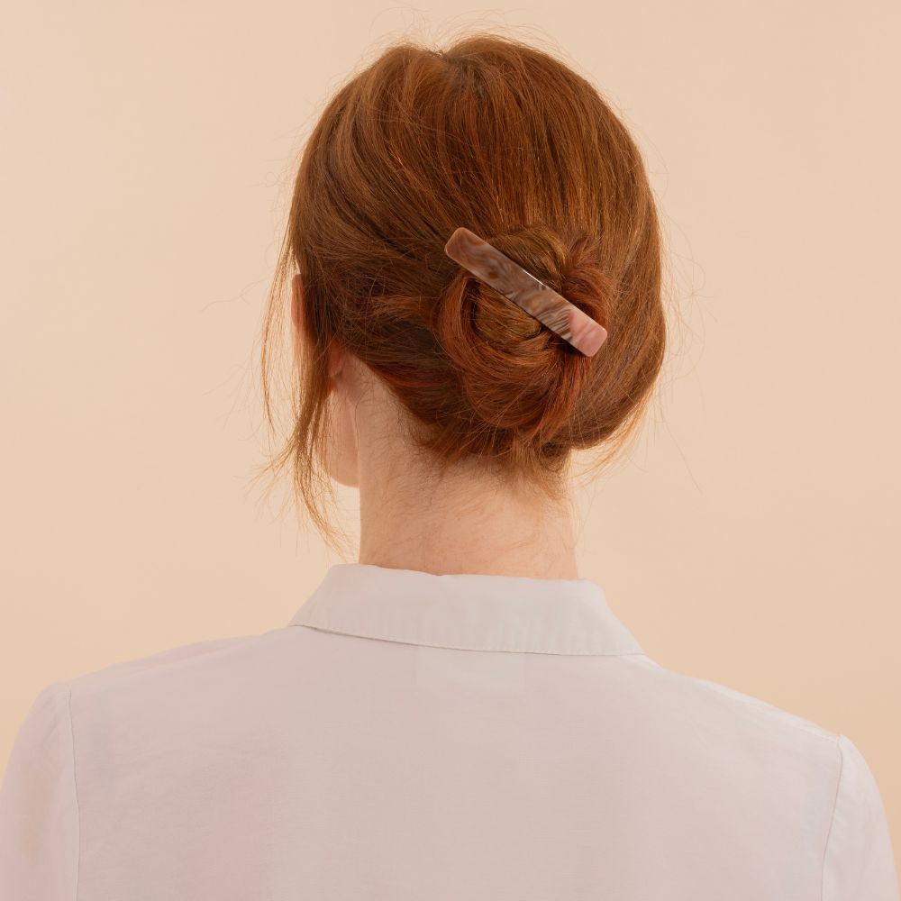 Limited Edition Small Barrette Clip 9cm Pink Jasper Handmade French Hair Accessories at Tegen Accessories