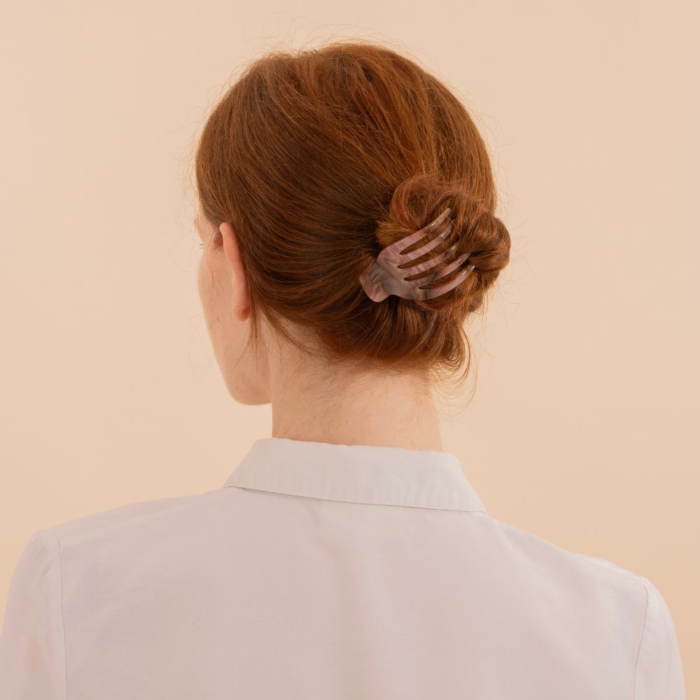 Limited Edition Small Sophia Side Hair Claw Clip 7cm Pink Jasper Handmade French Hair Accessories at Tegen Accessories