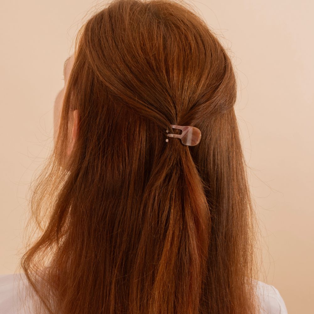 Limited Edition Tiny Hair Claw Clip in 2cm Pink Jasper French Handmade Hair Accessories at Tegen Accessories