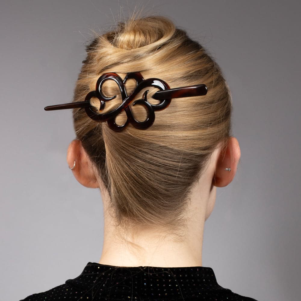Love Knot Stick Barrette Clip in Tortoiseshell French Hair Accessories at Tegen Accessories