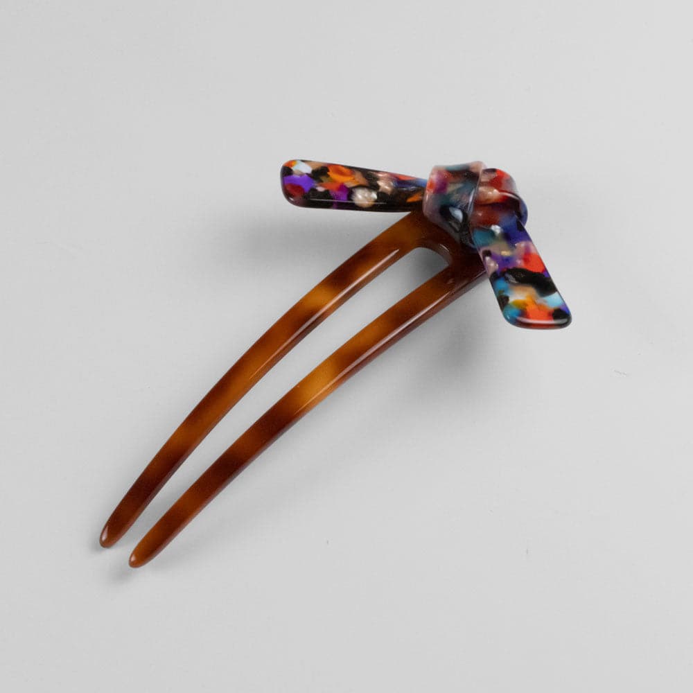 Medium Bow Hairpin in 11cm Stained Glass Handmade French Hair Accessories at Tegen Accessories