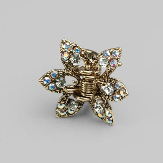 Mini Crystal Maple Leaf Hair Claw Clip Crystal in Clear Crystal at Tegen Accessories