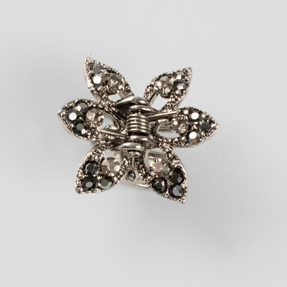 Mini Crystal Maple Leaf Hair Claw Clip Crystal in Pewter Crystal at Tegen Accessories