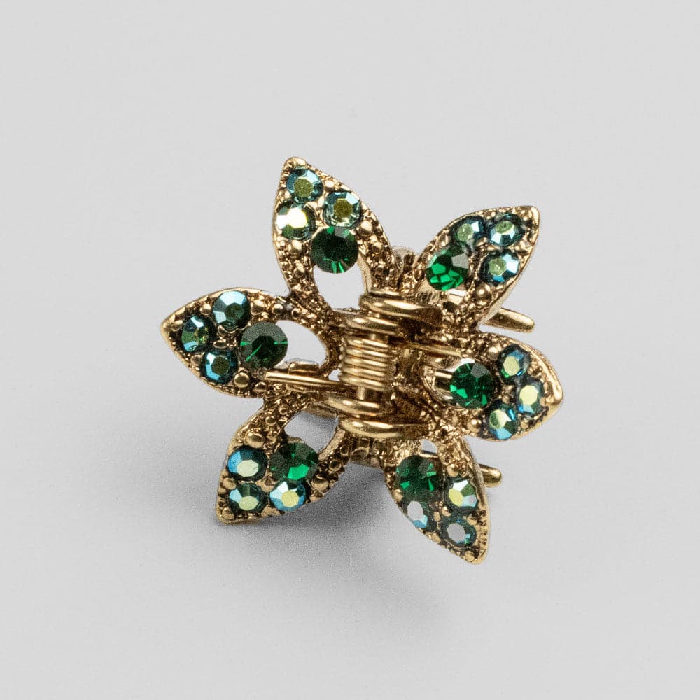 Mini Crystal Maple Leaf Hair Claw Clip Crystal in Emerald Crystal at Tegen Accessories