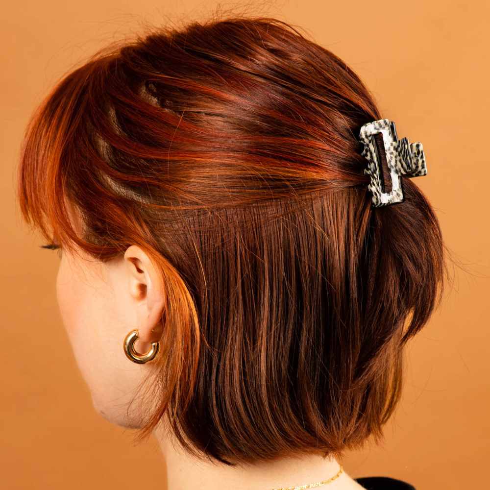 Mini Rectangle Cut Out Hair Claw Clip Handmade French Hair Accessories at Tegen Accessories ||Prada Style