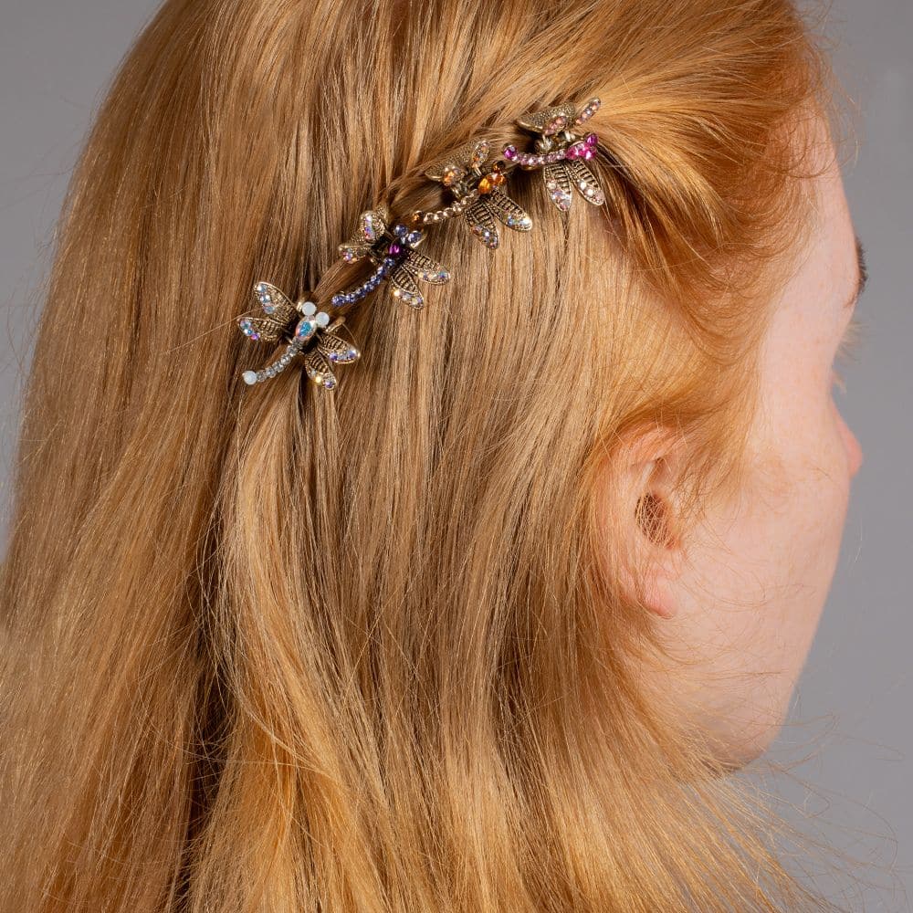 Mini Swarovski Crystal Dragonfly Hair Claw Clip Swarovski Crystal in at Tegen Accessories