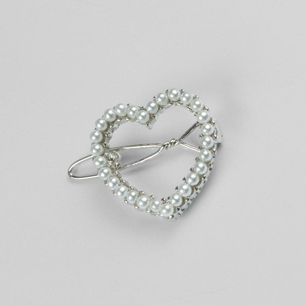 Mini Swarovski Crystal Heart Hair Clip Swarovski Crystal in Pearl / Silver at Tegen Accessories