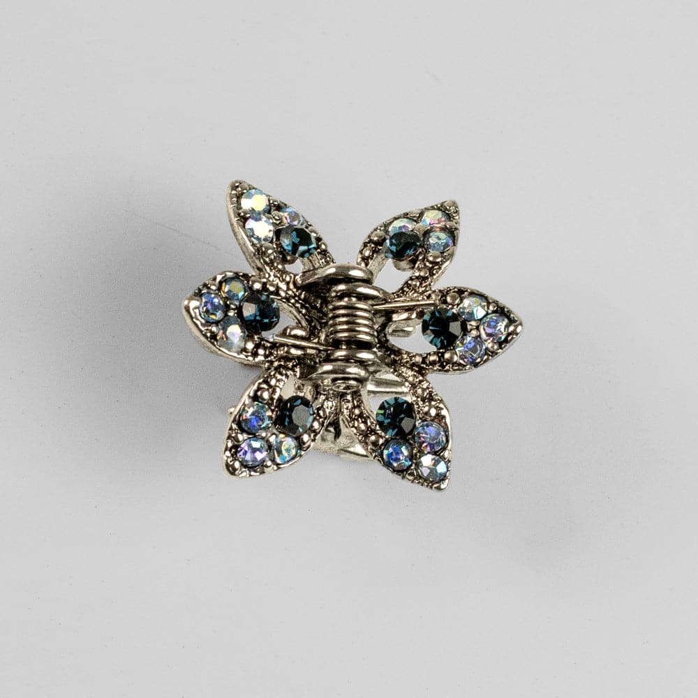 Mini Swarovski Crystal Maple Leaf Hair Claw Clip Swarovski Crystal in Navy Crystal at Tegen Accessories