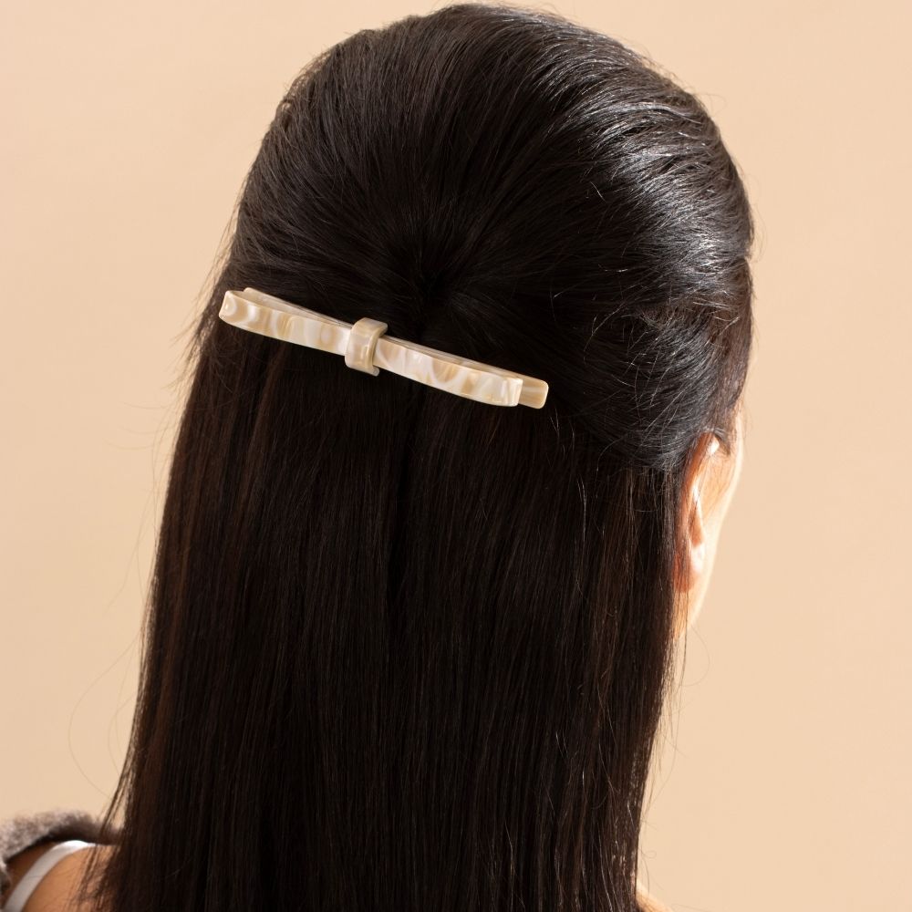 Vanilla Bow Handpainted Barrette at Tegen Accessories