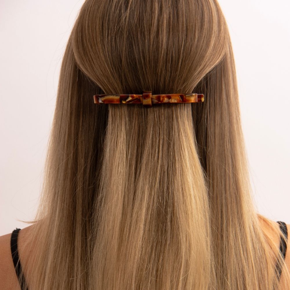 Toffee Bow Handpainted Barrette at Tegen Accessories