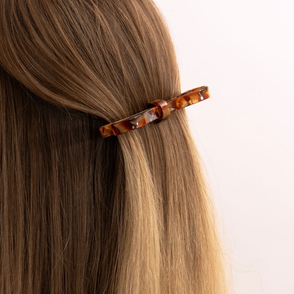 Toffee Bow Handpainted Barrette at Tegen Accessories