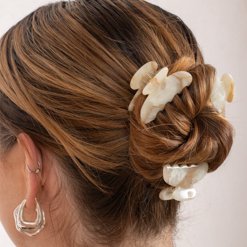 Oat Latte Mini Hair Claw in Handmade French Hair Accessories at Tegen Accessories