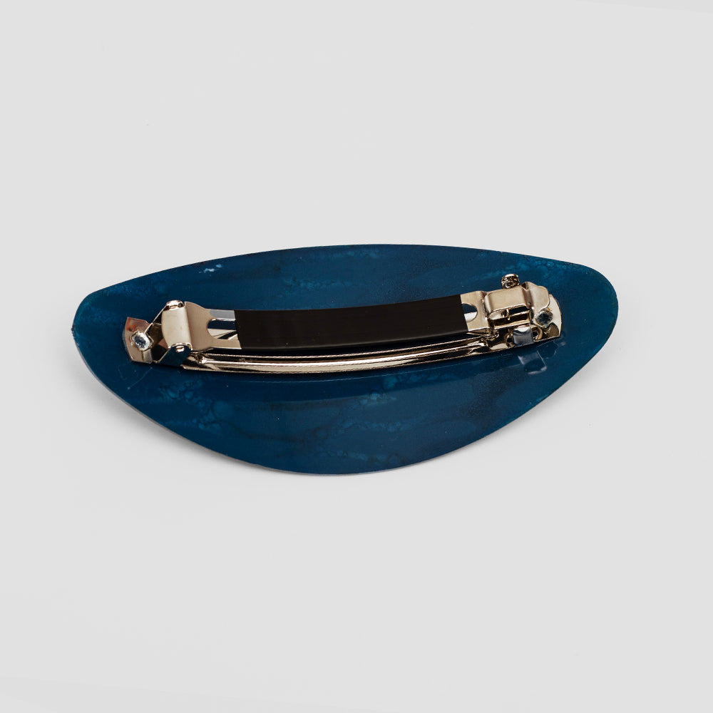 Oval Barrette in Aqua with Rubber Grip in Handpainted at Tegen Accessories