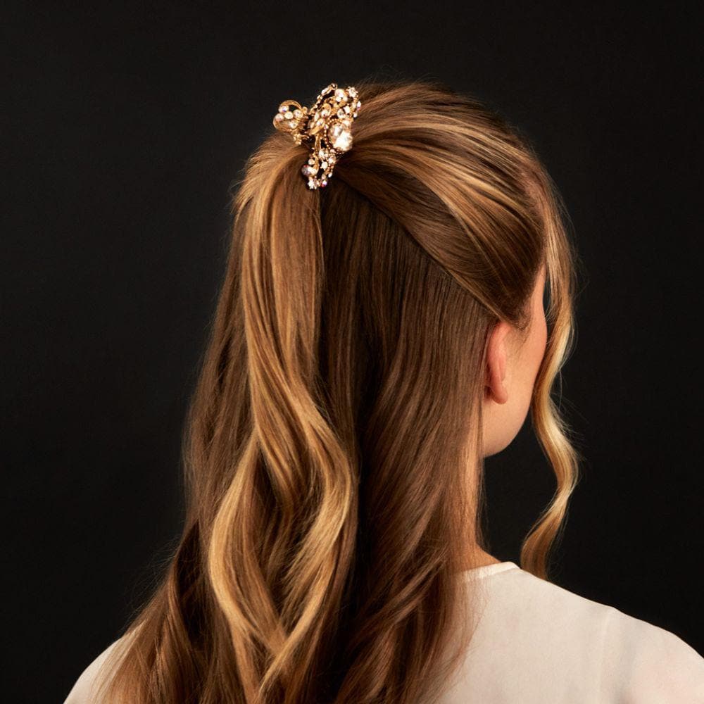 Swarovski Crystal Small Hair Claw Clip Swarovski Crystal at Tegen Accessories |Clear Crystal / Gold