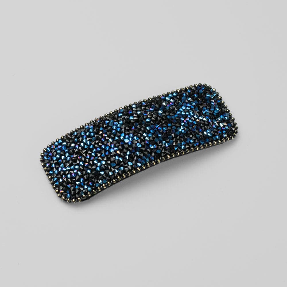 Rectangular Crystal Sparkle Snap Clip Swarovski Crystal in Blue Crystal at Tegen Accessories