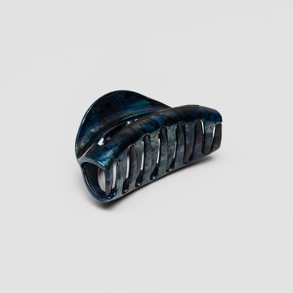 Small D-Shaped Aqua Handpainted Clip at Tegen Accessories