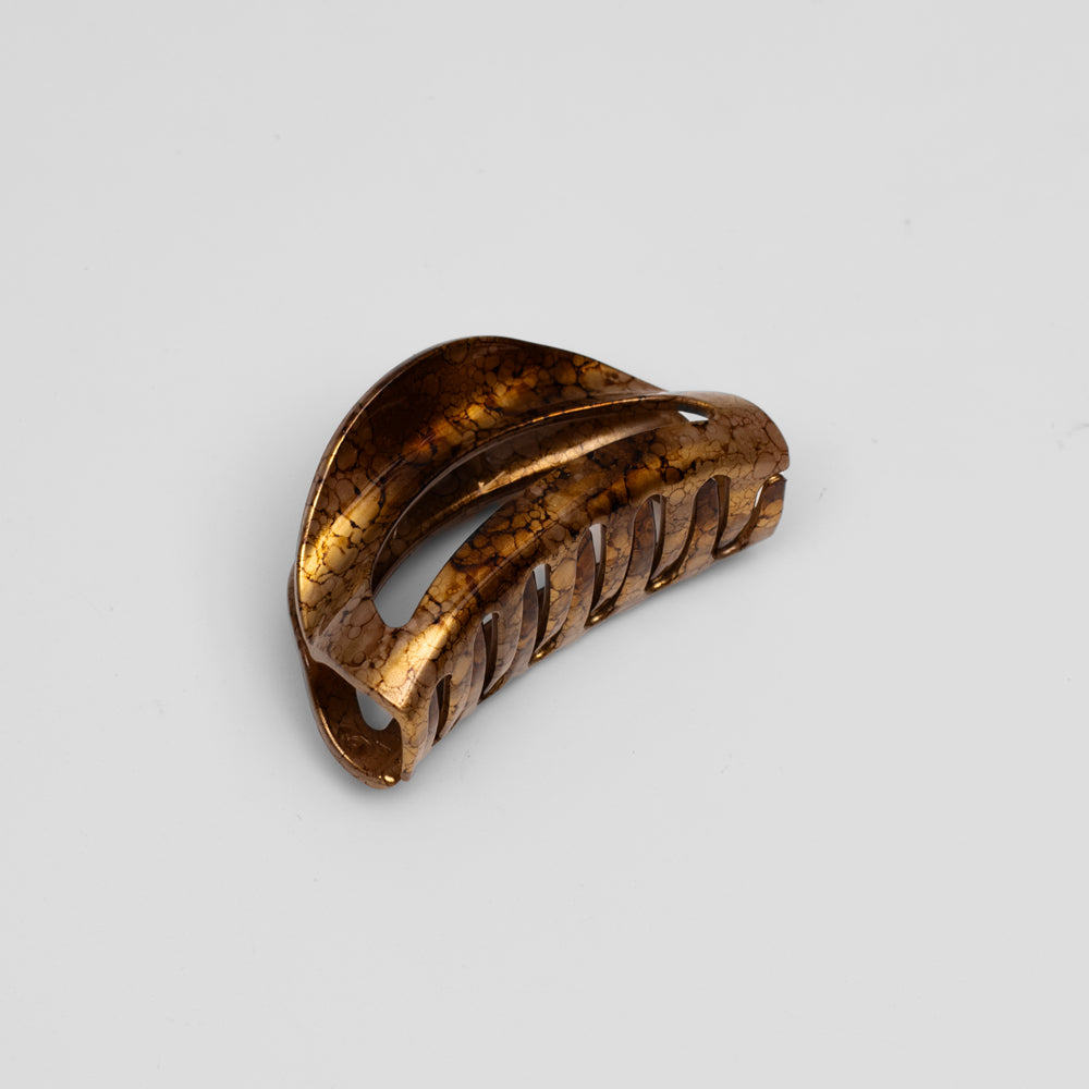 Small D-Shaped Gold Handpainted Clip at Tegen Accessories