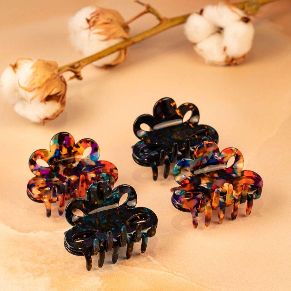Small Flower Fine Hair Claw in Handmade French Hair Accessories at Tegen Accessories