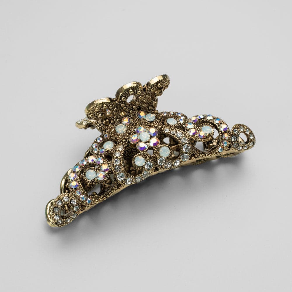 Small Swarovski Crown Hair Claw Clip Swarovski Crystal in AB Crystal / Gold at Tegen Accessories