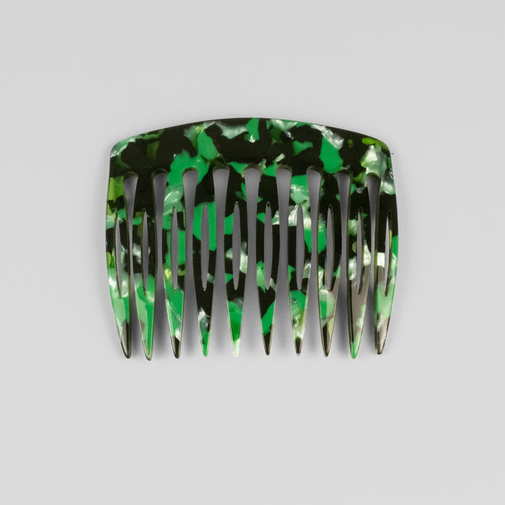 Special Edition Handmade 6cm Side Comb in 6cm Malachite Magic Handmade French Hair Accessories at Tegen Accessories