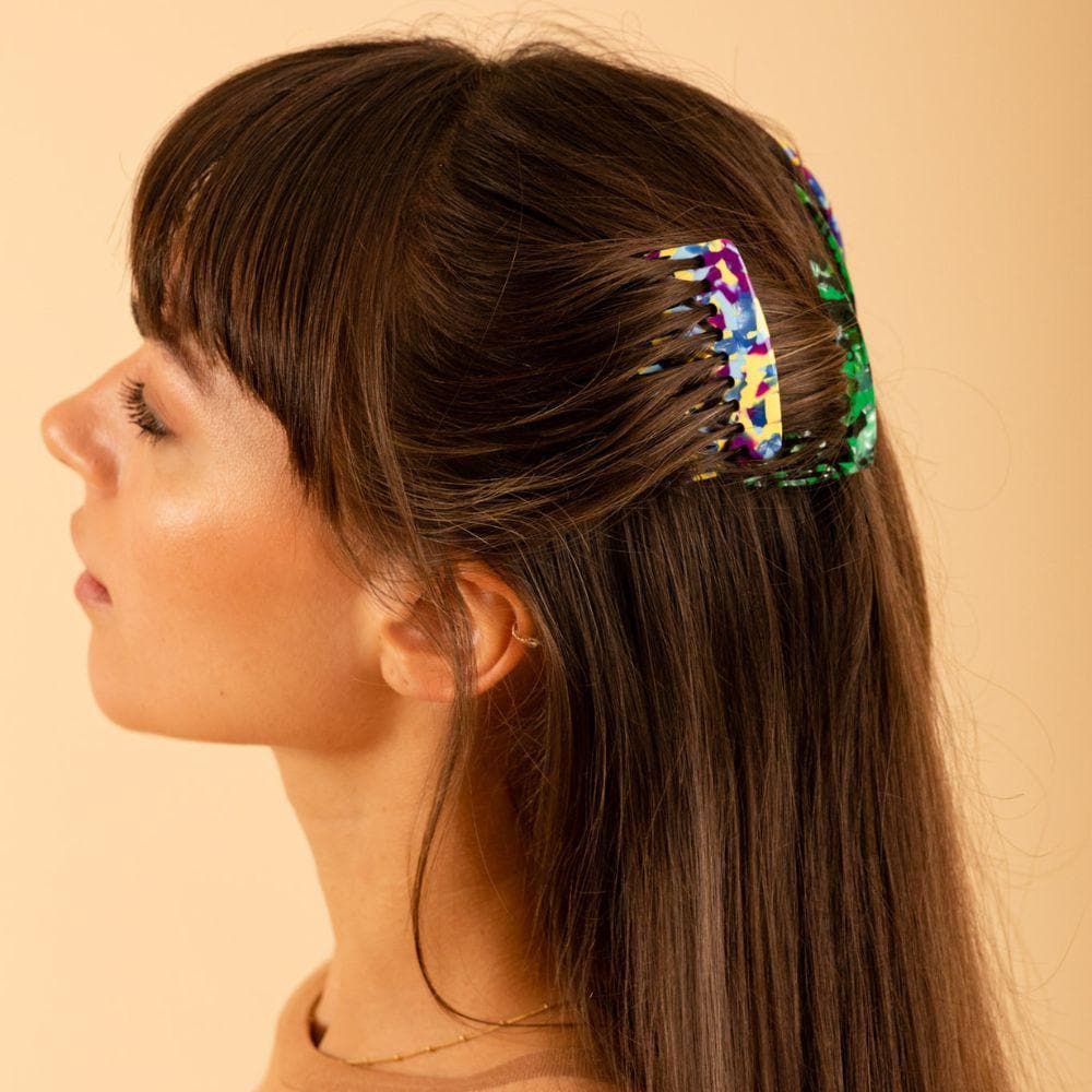 Special Edition Handmade 6cm Side Comb in Handmade French Hair Accessories at Tegen Accessories |Confetti Camo