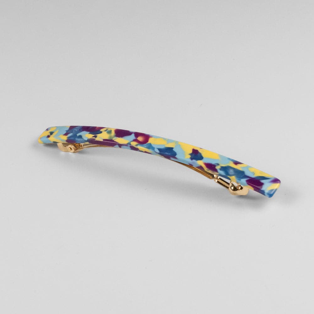 Special Edition Handmade Narrow Bar Barrette Clip in 11cm Confetti Camo Handmade French Hair Accessories at Tegen Accessories