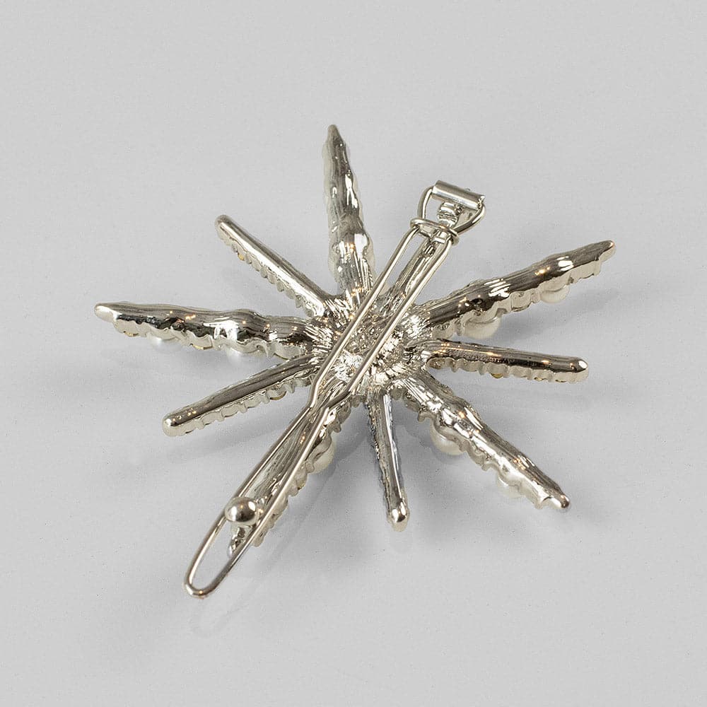 Starburst Swarovski Crystal and Pearl Hair Clip Swarovski Crystal at Tegen Accessories |Silver